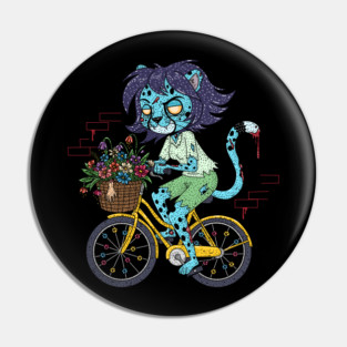 Cheetah Bicyclist Zombie Pin