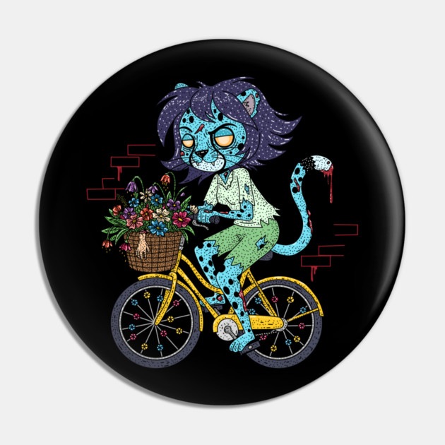 Cheetah Bicyclist Zombie Pin by H. R. Sinclair