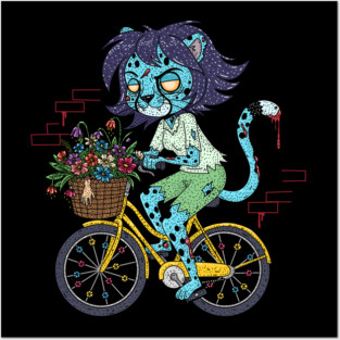 Cheetah Bicyclist Zombie Posters and Art