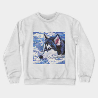 Siberian Husky Fine Art Painting Crewneck Sweatshirt