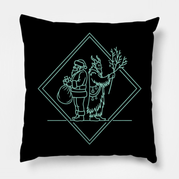 Santa VS Krampus Pillow by CreativeSage