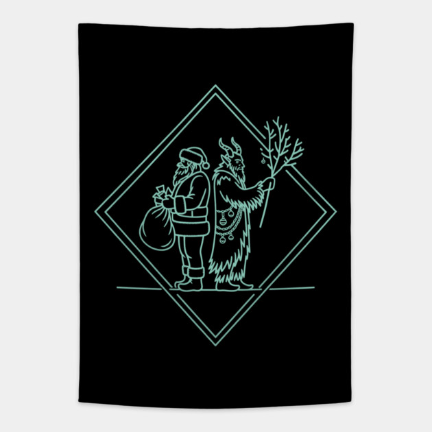 Santa VS Krampus Tapestry by CreativeSage