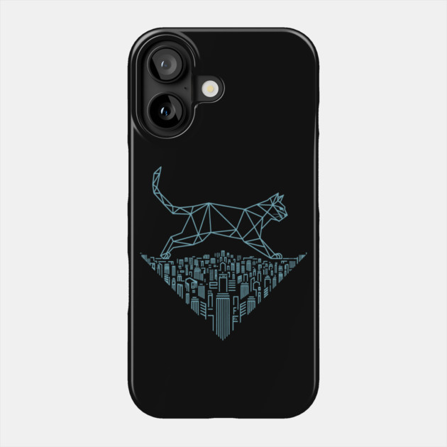 Cat in the cityscape Phone Case by CreativeSage