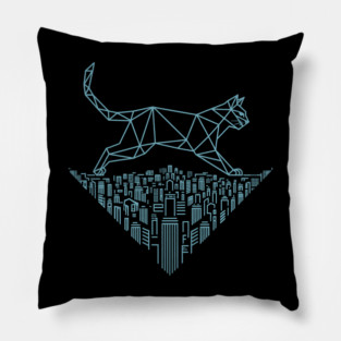 Cat in the cityscape Pillow