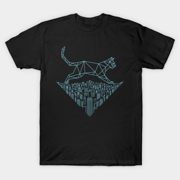 Cat in the cityscape T-Shirt by CreativeSage