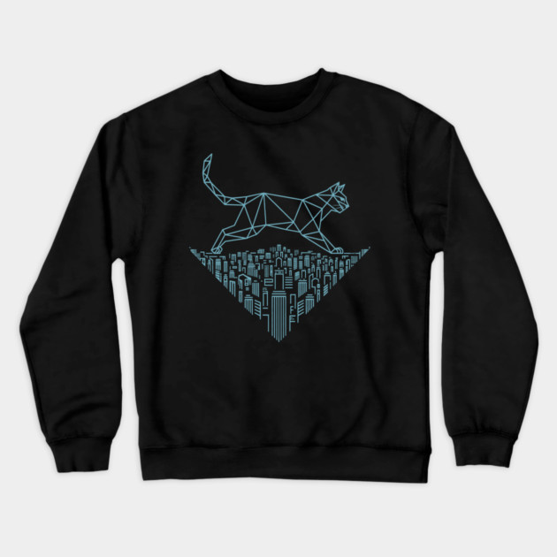 Cat in the cityscape Crewneck Sweatshirt by CreativeSage