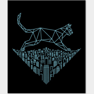Cat in the cityscape Posters and Art