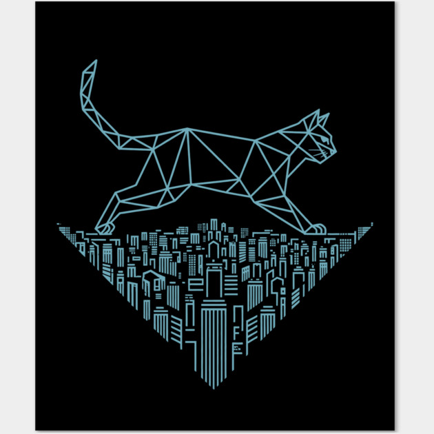 Cat in the cityscape Wall Art by CreativeSage