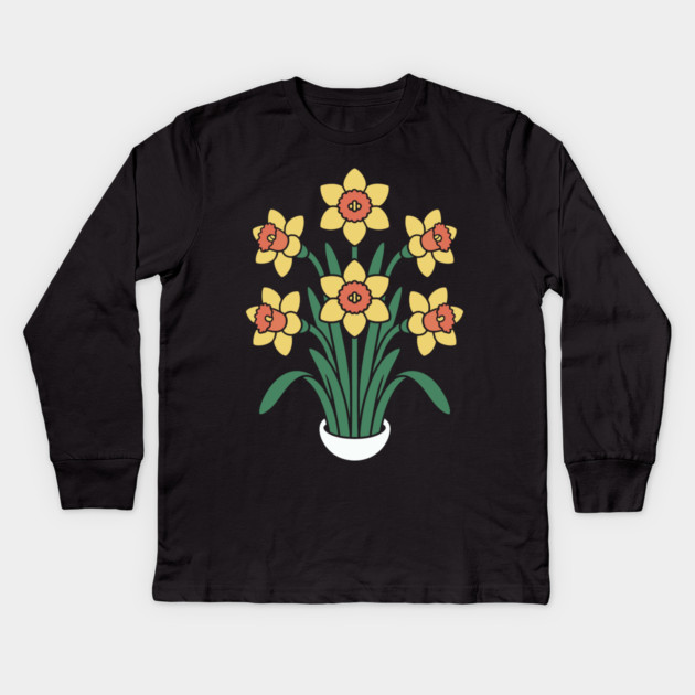 Daffodil Kids Long Sleeve T-Shirt by CreativeSage