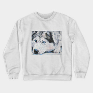 Siberian Husky Fine Art Painting Crewneck Sweatshirt