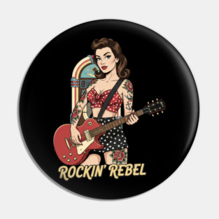 Rockin Rebel Pin-Up Vintage 1950s Retro Girl Art Pin