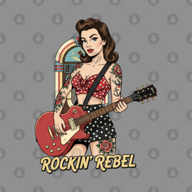 Rockin Rebel Pin-Up Vintage 1950s Retro Girl Art by Vintage Retro Prints by RDR Design