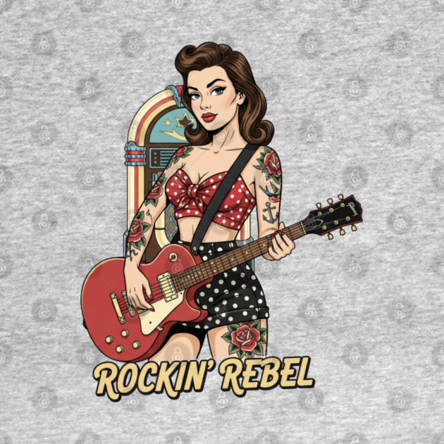 Rockin Rebel Pin-Up Vintage 1950s Retro Girl Art by Vintage Retro Prints by RDR Design