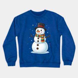 Smiling Snowman with Scarf and Hat Crewneck Sweatshirt