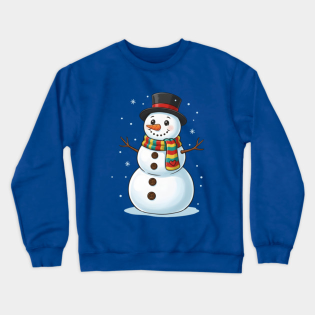 Smiling Snowman with Scarf and Hat Crewneck Sweatshirt by Creatifly Graphic Tees