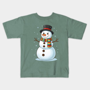 Smiling Snowman with Scarf and Hat Kids T-Shirt