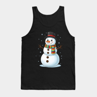 Smiling Snowman with Scarf and Hat Tank Top