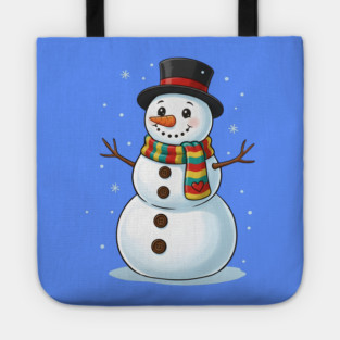 Smiling Snowman with Scarf and Hat Tote