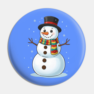 Smiling Snowman with Scarf and Hat Pin