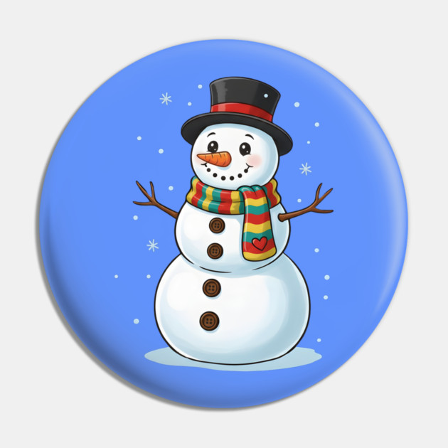 Smiling Snowman with Scarf and Hat Pin by Creatifly Graphic Tees