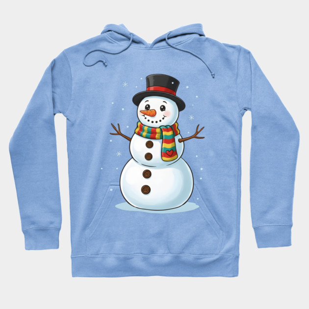 Smiling Snowman with Scarf and Hat Hoodie by Creatifly Graphic Tees