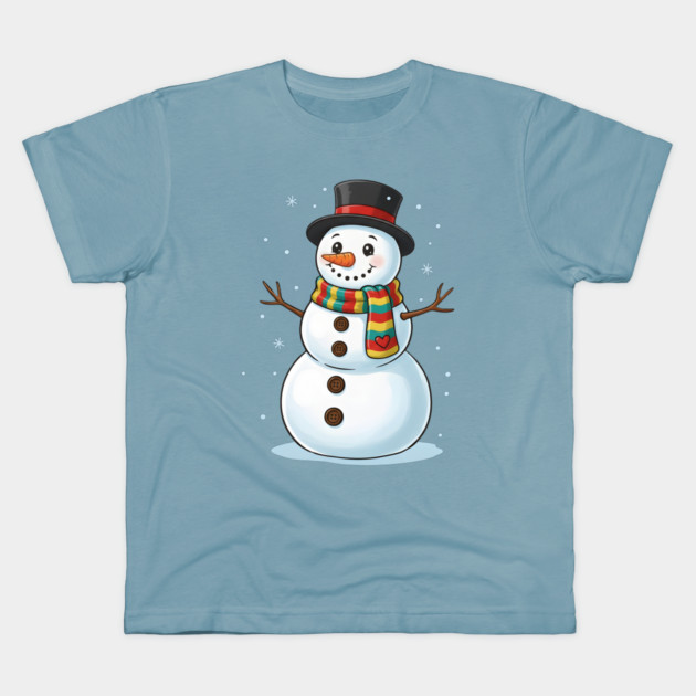 Smiling Snowman with Scarf and Hat Kids T-Shirt by Creatifly Graphic Tees