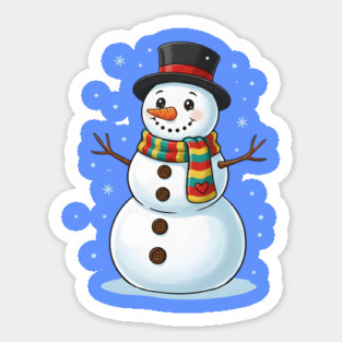Smiling Snowman with Scarf and Hat Sticker