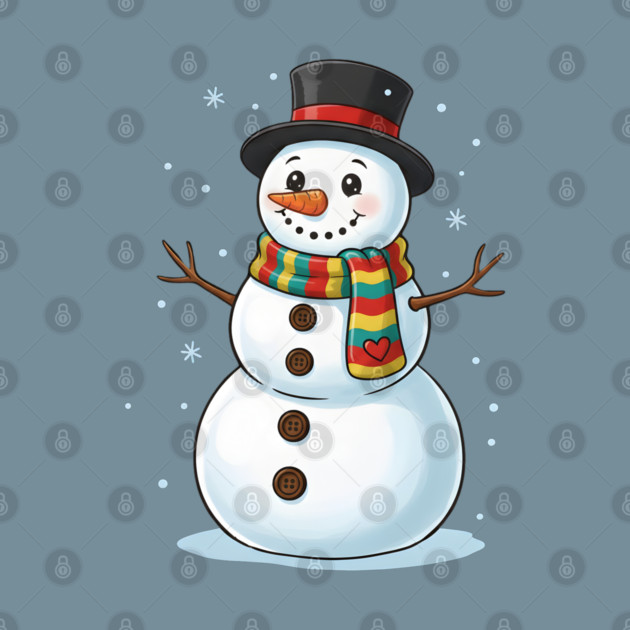 Smiling Snowman with Scarf and Hat by Creatifly Graphic Tees