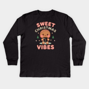 Sweet Christmas Vibes Gingerbread Latte Kids Long Sleeve T-Shirt