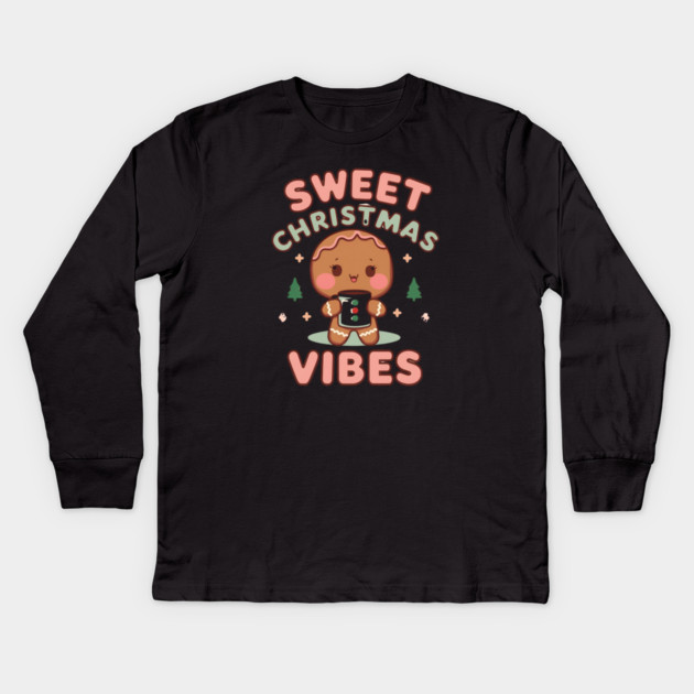 Sweet Christmas Vibes Gingerbread Latte Kids Long Sleeve T-Shirt by Ink Lines