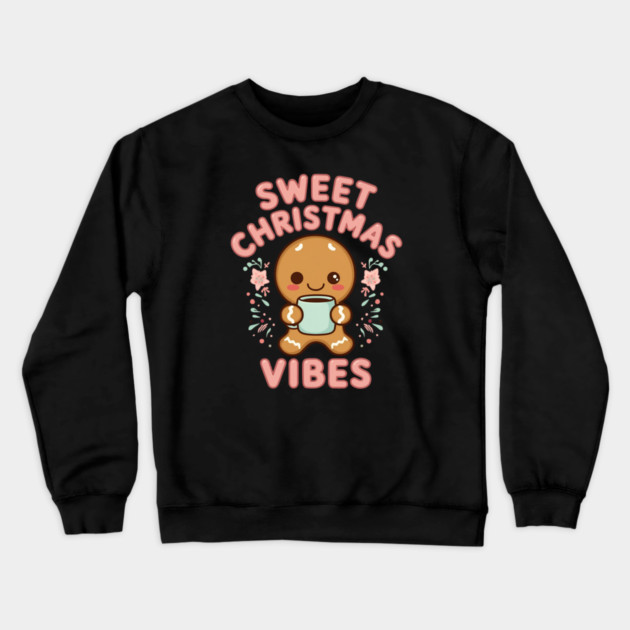 Kawaii Gingerbread Girl Sweet Christmas Vibes Crewneck Sweatshirt by Ink Lines