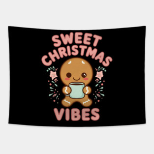 Kawaii Gingerbread Girl Sweet Christmas Vibes Tapestry
