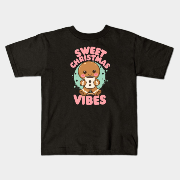 Sweet Christmas Vibes Gingerbread Cocoa Kids T-Shirt by Ink Lines