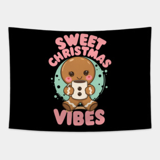 Sweet Christmas Vibes Gingerbread Cocoa Tapestry