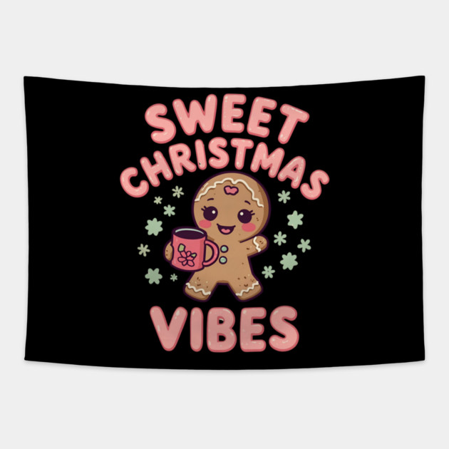 Gingerbread Cocoa Sweet Christmas Vibes Tapestry by Ink Lines