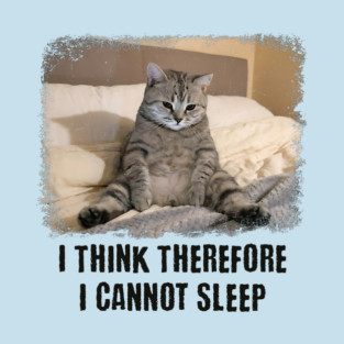 Funny Cat: I Think Therefore I Cannot Sleep T-Shirt