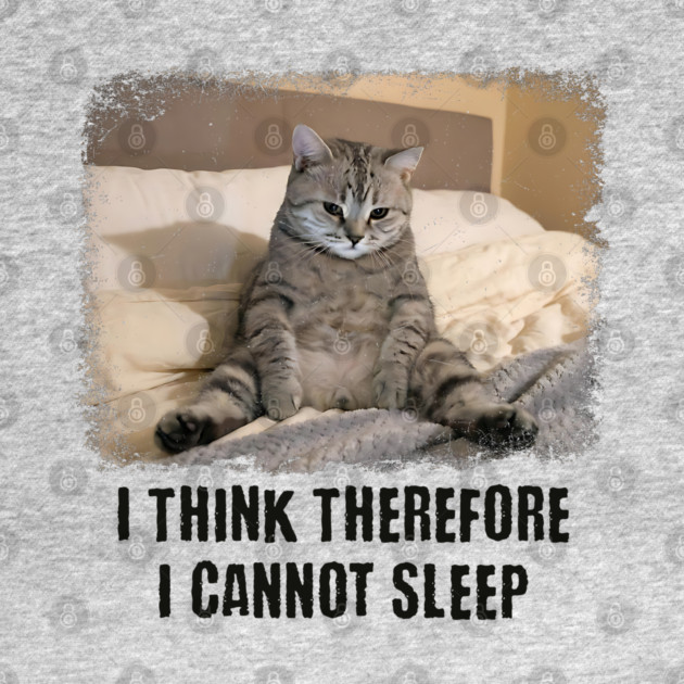 Funny Cat: I Think Therefore I Cannot Sleep by Luxinda
