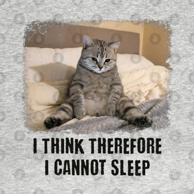 Funny Cat: I Think Therefore I Cannot Sleep by Luxinda