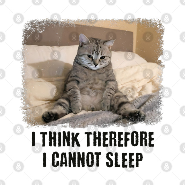 Funny Cat: I Think Therefore I Cannot Sleep by Luxinda