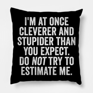 I'm At Once Cleverer And Stupider Than You Expect. Do NOT Try To Estimate Me. Pillow