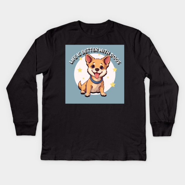 dog Kids Long Sleeve T-Shirt by Pixel Threads 