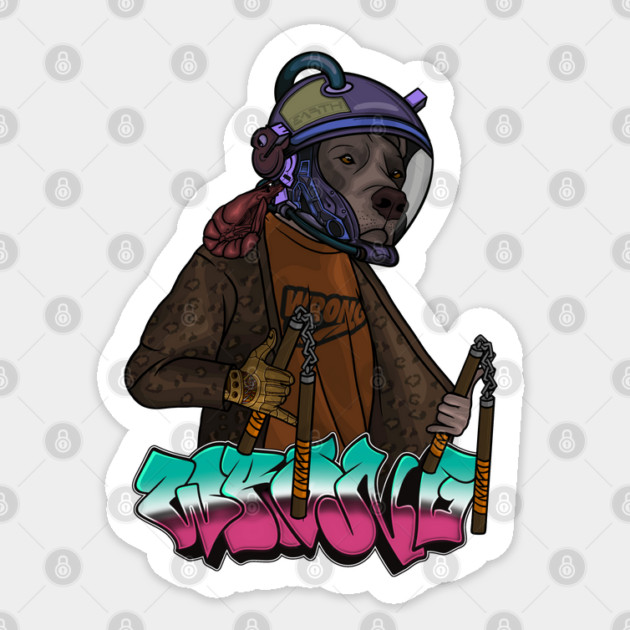 Crazy Dog with Space Helmet Sticker by Wrong