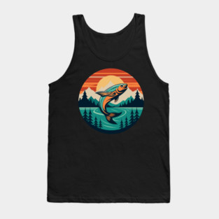 Retro Trout – Mountain River Fishing Art Tank Top