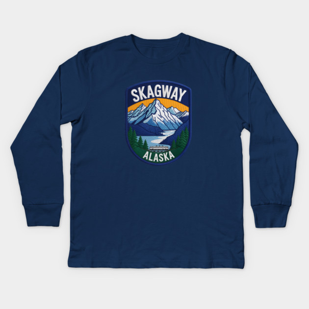Skagway Alaska Kids Long Sleeve T-Shirt by JessArty