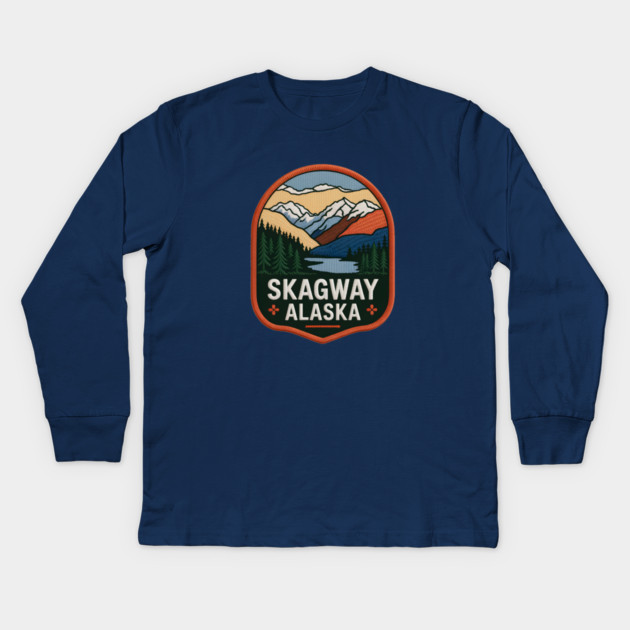 Alaska Skagway Kids Long Sleeve T-Shirt by JessArty