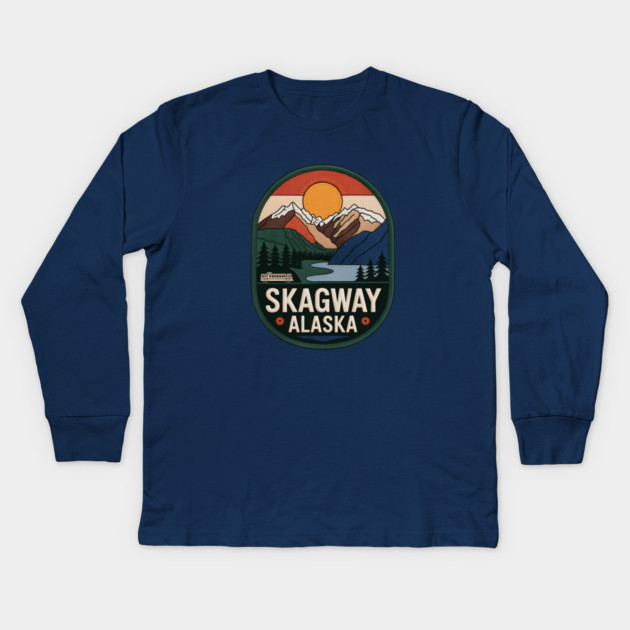 Alaska Skagway Kids Long Sleeve T-Shirt by JessArty