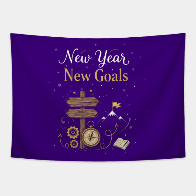 New Year New Goals Tapestry by Creatifly Graphic Tees