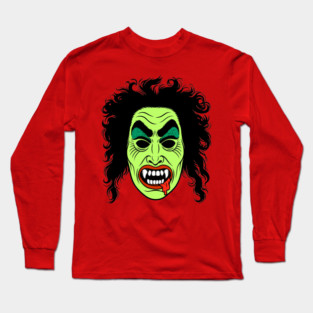 Vampire Halloween Mask w/ Hair Long Sleeve T-Shirt