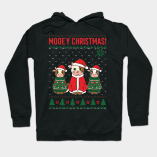 Mooey Christmas Funny Cow Christmas Hoodie