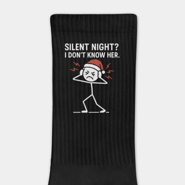 Silent Night I Don’t Know Her Shirt – Funny Christmas Stick Figure Tee – Holiday Humor Gift for Adults and Coworkers by Anne Lee